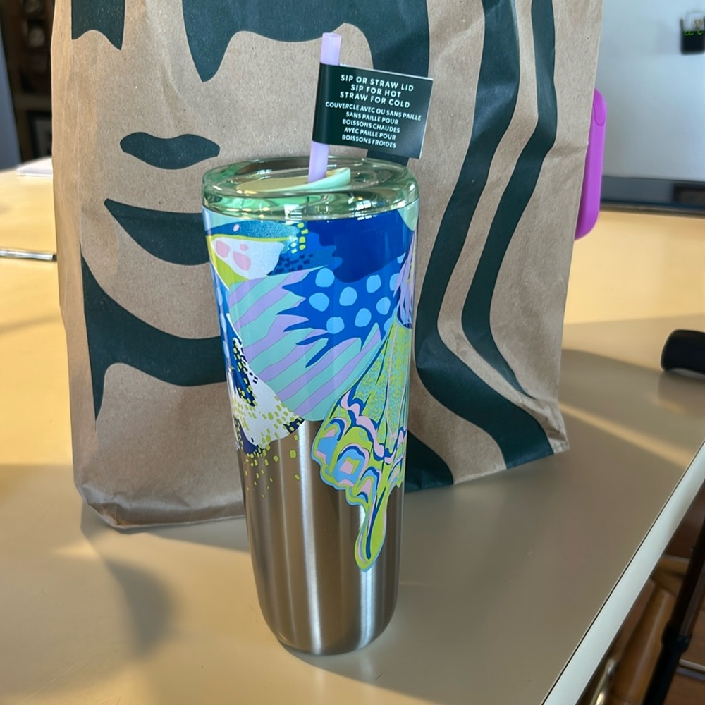 Limited edition Starbucks stainless steel tumbler, 24 oz, sip or straw lid
